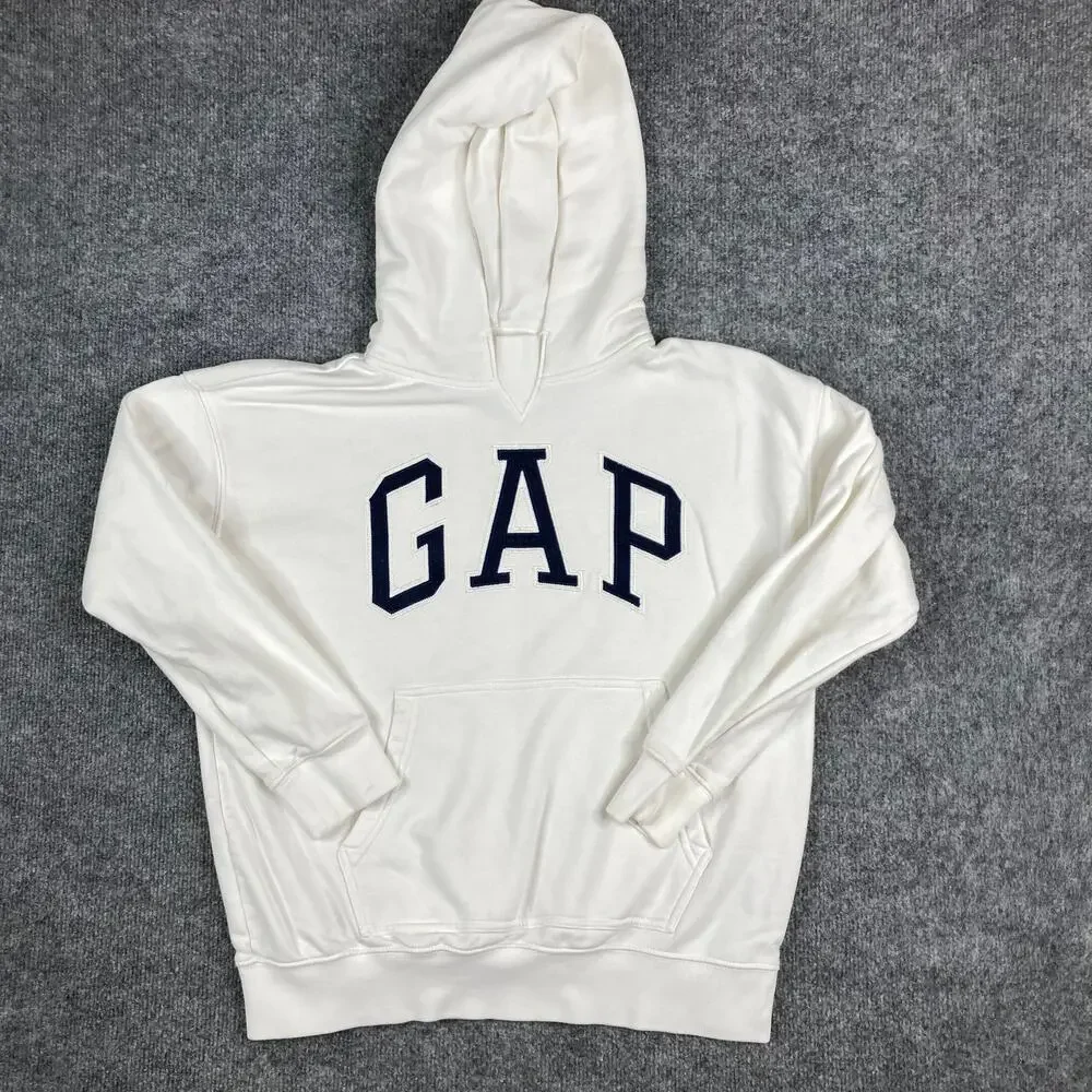 GAP Hoodie Kids 12 White Logo Pullover Fleece Sweatshirt‎